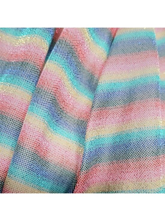 Samuel Dong Size M/L Striped Halter Midi Dress Handkerchief Hem & Metallic Sheen - Picture 15 of 15